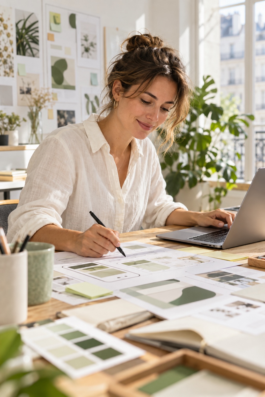 Freelance Graphiste préparant une mission client avec KIRK